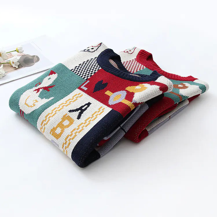 Japanese Style Duck Girl Knitted Sweater for Girls