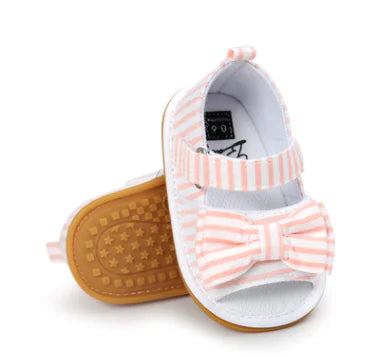 Cotton Bow Baby Sandals - Toddler Walking Shoes
