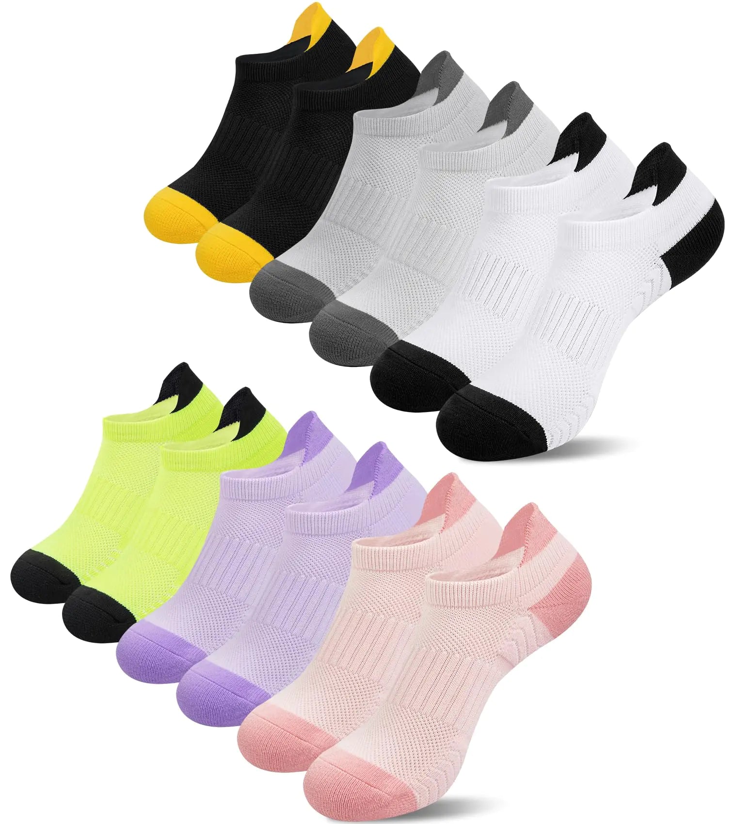 Loritta 6 Pairs Ankle Socks for Women Athletic Running Low Cut Gym Workout Cushioned Sport Socks Multicolor