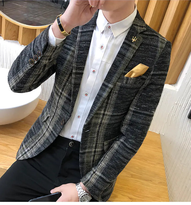 Men's Slim Fit Casual Blazer - Korean Style Jacket