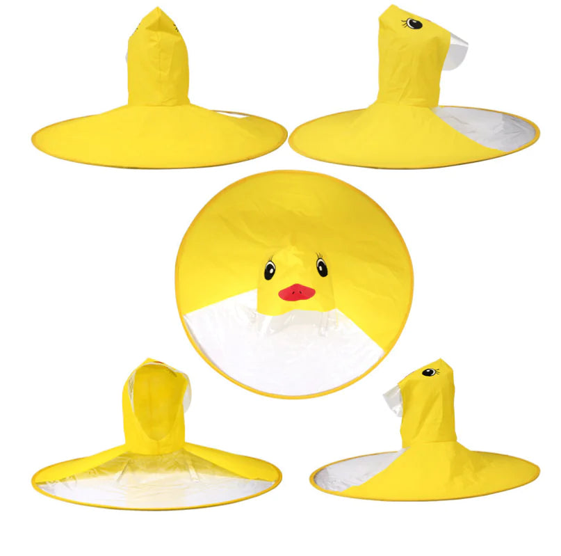 Yellow Duck UFO Raincoat with Umbrella Hat (Foldable)