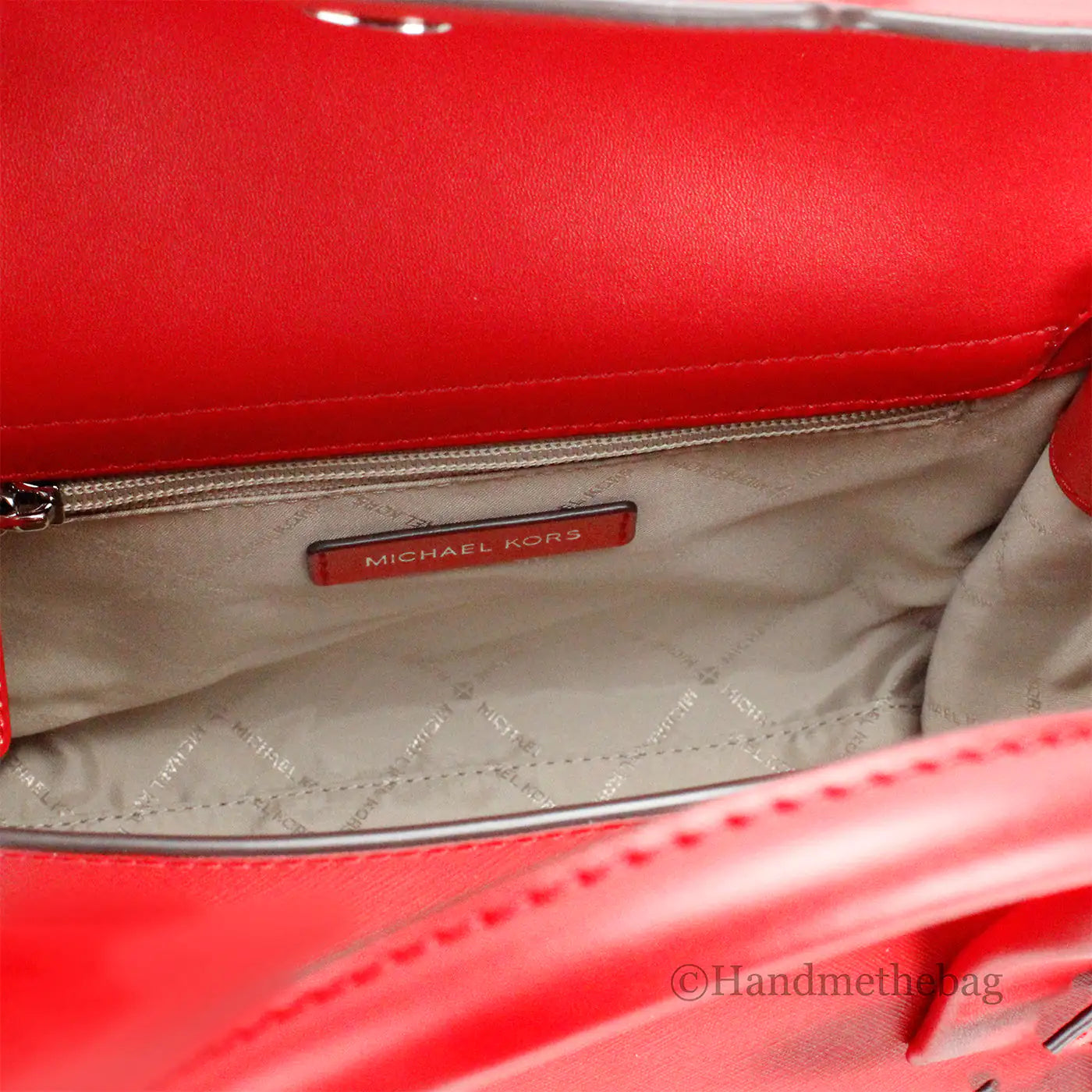 Michael Kors Carmen Medium Bright Red Vegan Leather Satchel