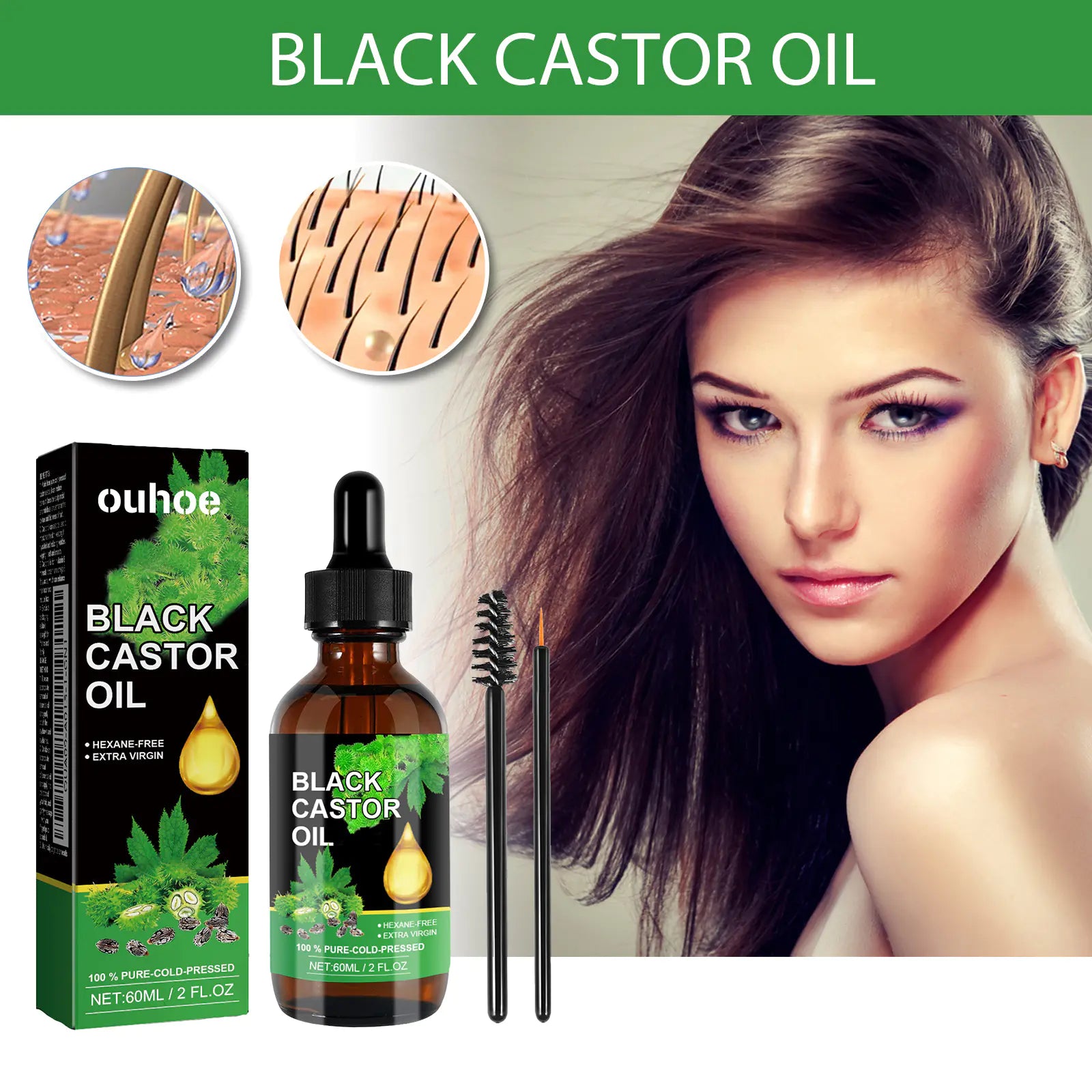 OUHOE Castor Oil Hair Serum for Nourishing Roots