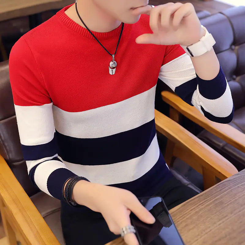 Men's Slim Fit Round Neck Knit Pullover Sweater
