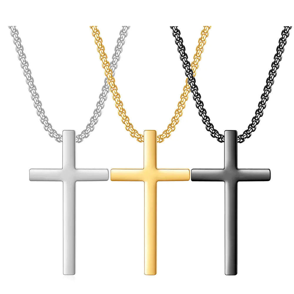 Minimalist Titanium Steel Cross Pendant Necklace for Women