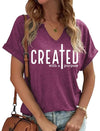 Womens Boho Christian V Neck Shirt Casual Jesus Faith Bible Verse Inspirational Graphic Tee Tops(512-RedS)