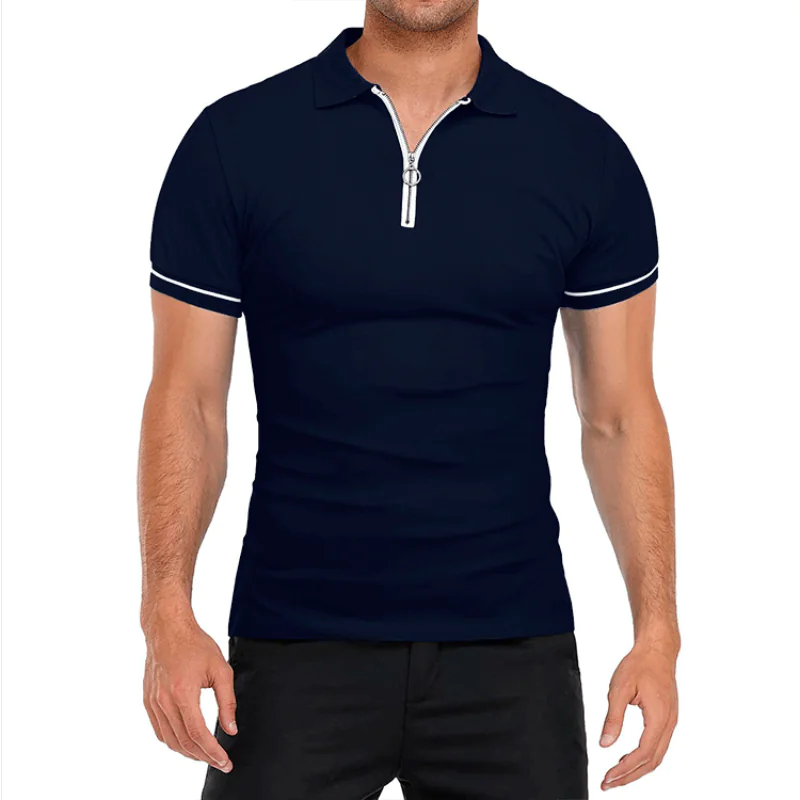 Men's Slim Fit Solid Color Short Sleeve Polo Shirt