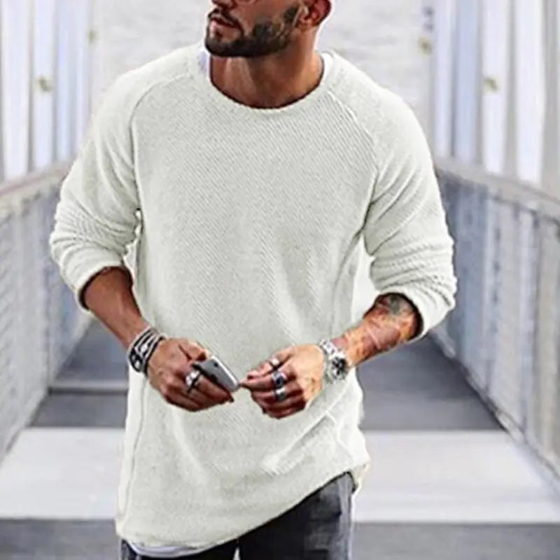Men's Knit Pullover Sweater - Long Sleeve Basic Top