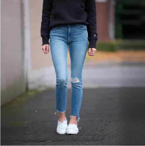 Blue Ripped Skinny High Waist Distressed Denim Jeans