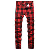 TENGINE Plaid Pants for Men Mens Skinny Stretch Slim fit Chinos Golf Business Dress Casual Pants RedPlaid-38