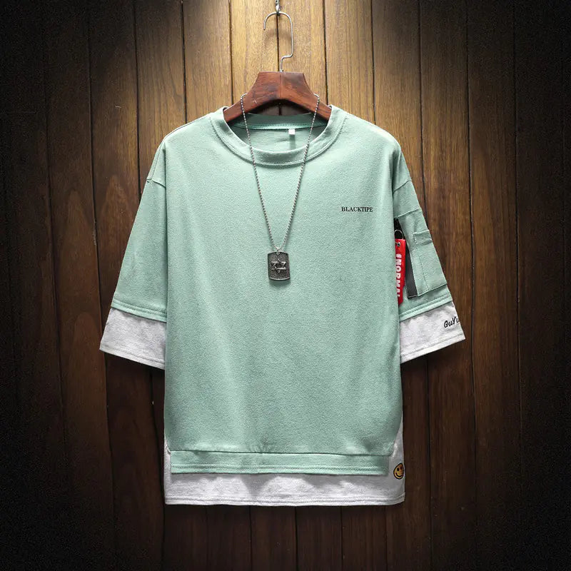 Men's Fashion Summer Color Block Short Sleeve T-Shirt