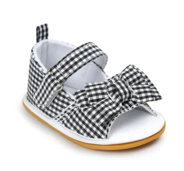 Cotton Bow Baby Sandals - Toddler Walking Shoes