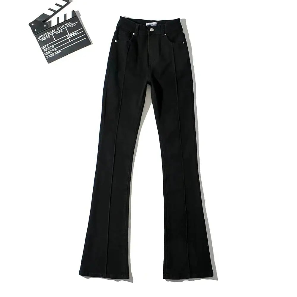 Retro High Waist Bootcut Pants with Hollow-out Design