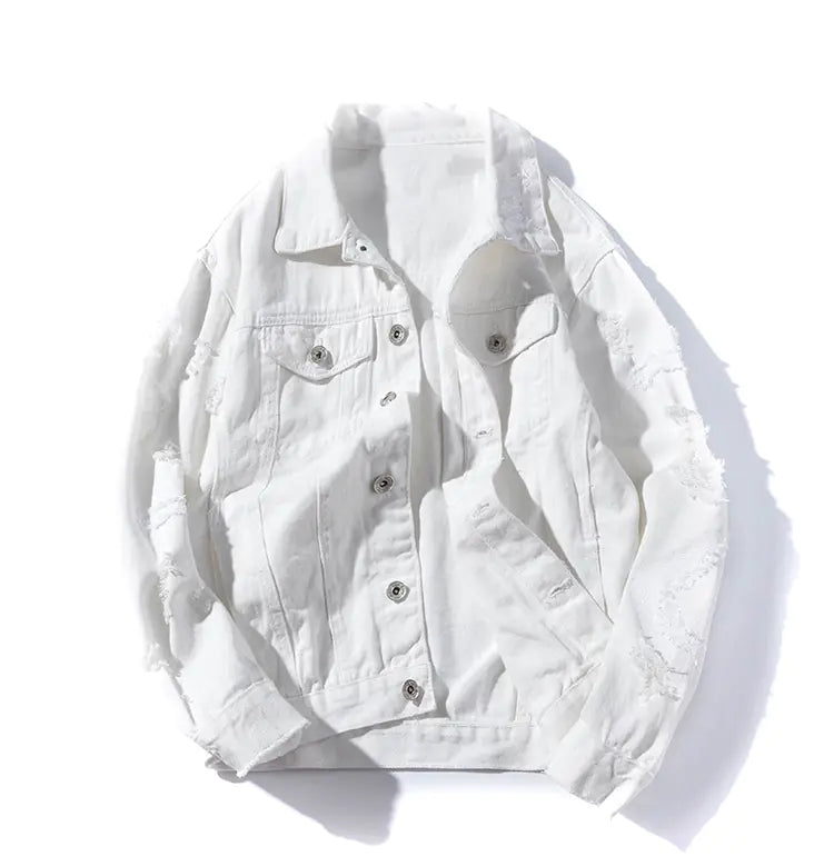 Men's Slim Fit Korean Style Ripped Denim Jacket