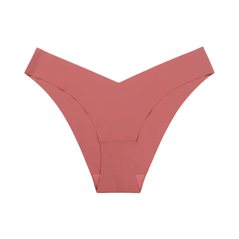 Plus Size Seamless Ice Silk Women's V-Waist Briefs