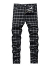 MLANM Mens Slim Fit Stretch Jeans Ripped Skinny Denim Jeans Fashion Straight Leg Comfort Denim Pants Plaid Black 819-2-32
