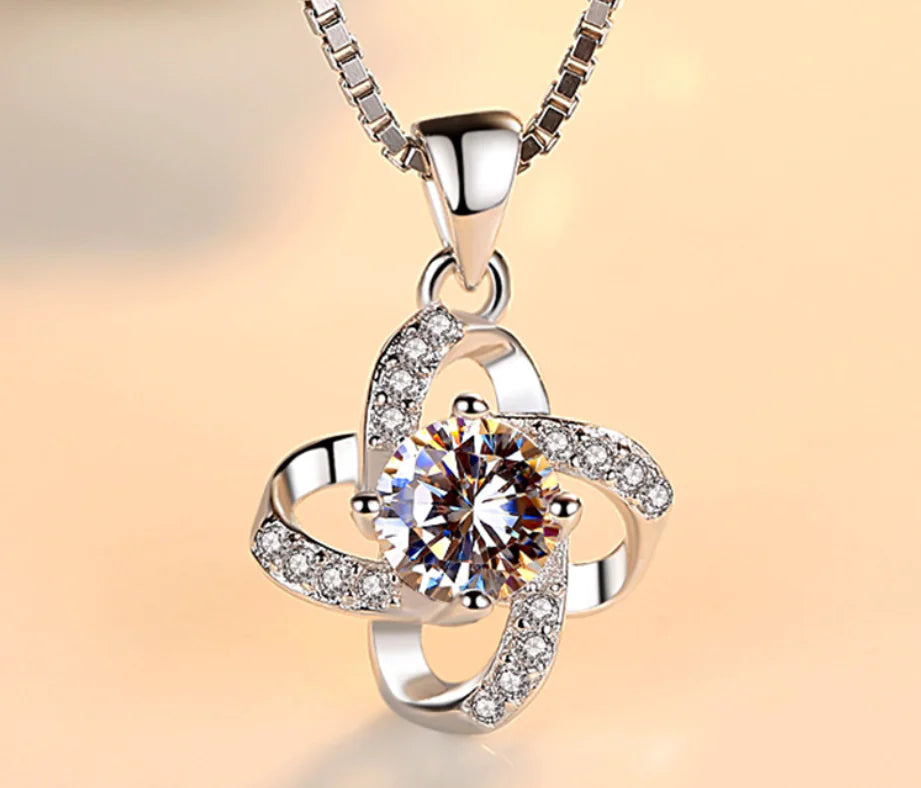 S925 Silver Necklace with Clover Pendant for Women
