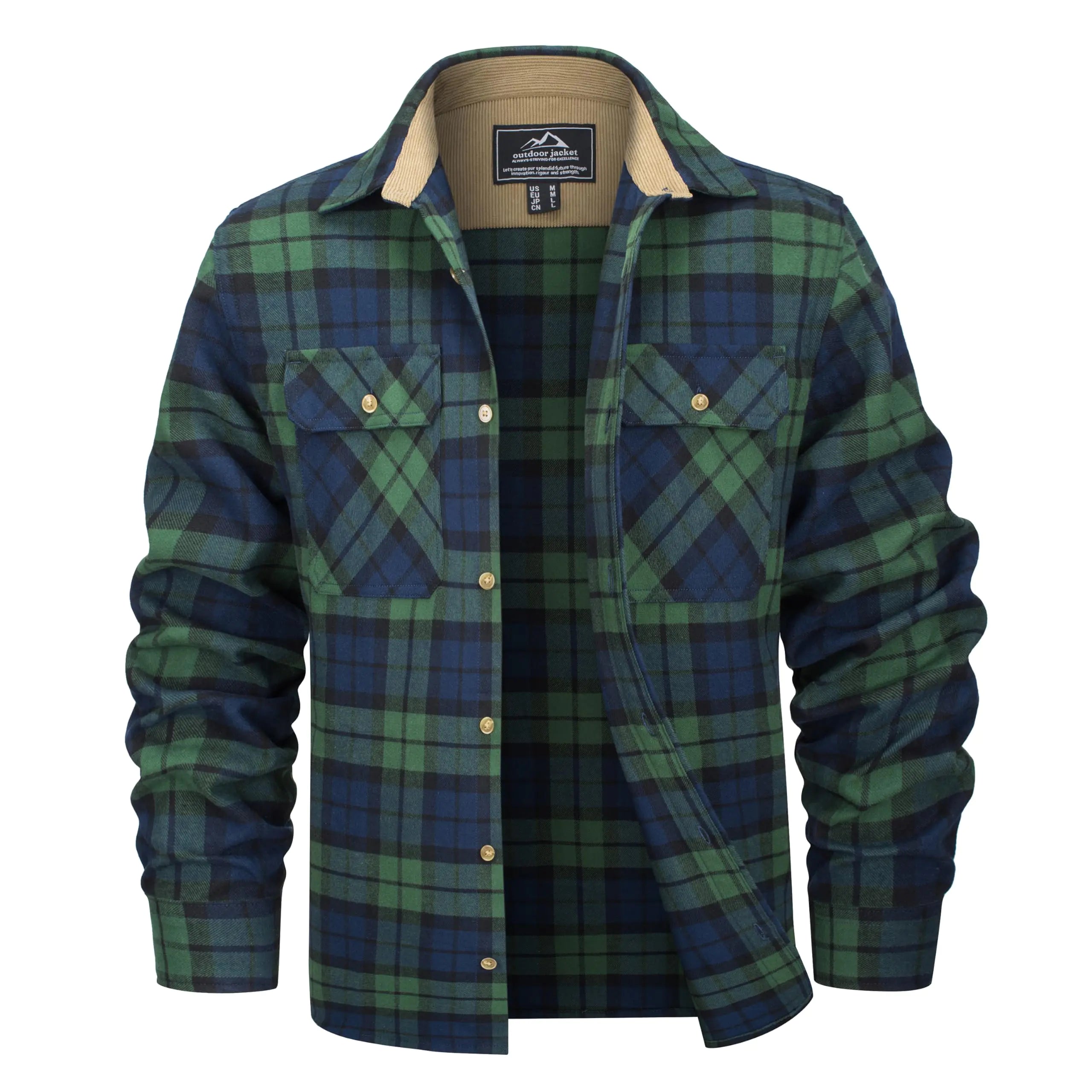 MAGCOMSEN Mens Plaid Shirt Button Down Long Sleeve Flannel Shirts Casual Shacket Lightweight Fall Shirt Jacket Green XL