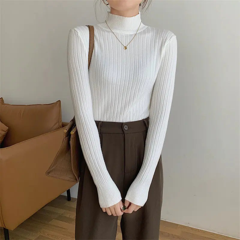 Women's Slim-Fit Half Turtleneck Long-Sleeve Knit Top