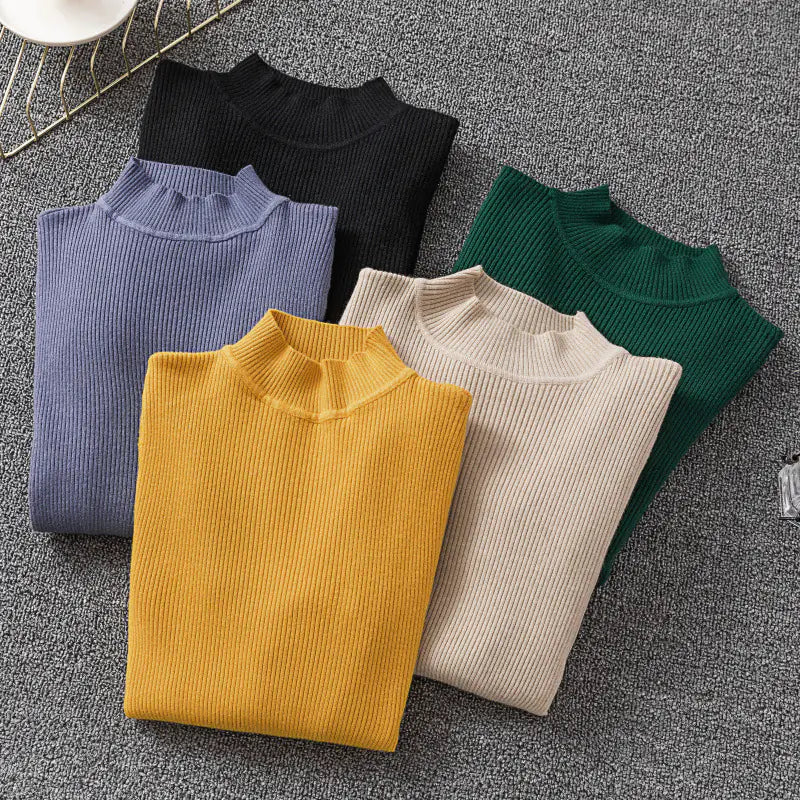 Women's Turtleneck Sweater - Long Sleeve Knit Top