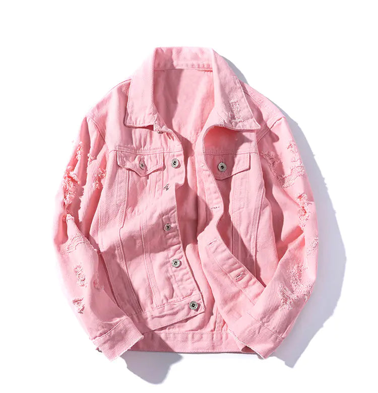 Men's Slim Fit Korean Style Ripped Denim Jacket
