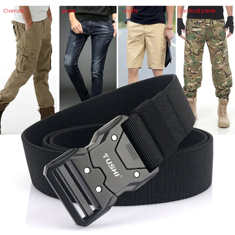Unisex Tactical Belt with Quick Release Alloy Buckle