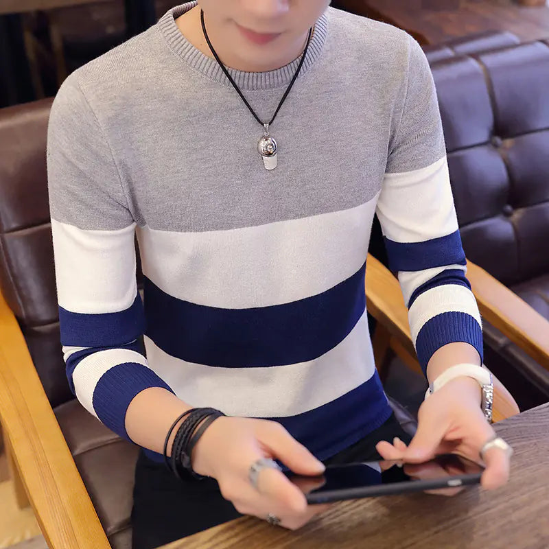 Men's Slim Fit Round Neck Knit Pullover Sweater