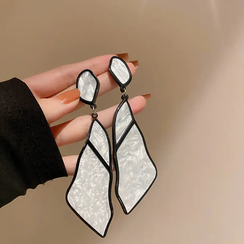 Silver Needle French Baroque Pearl Flower Tassel Earrings