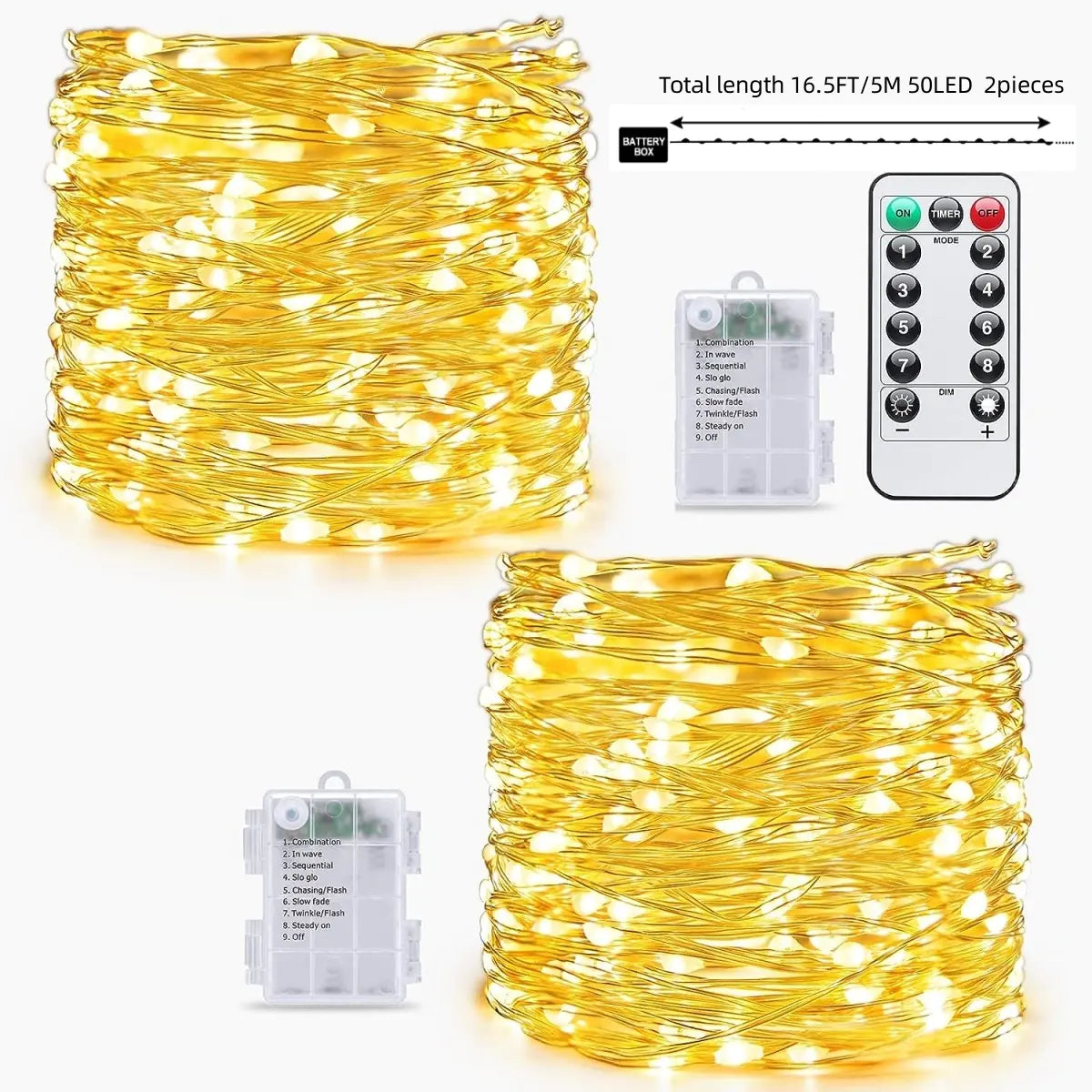 Sokka Copper Wire String Lights with Remote Control