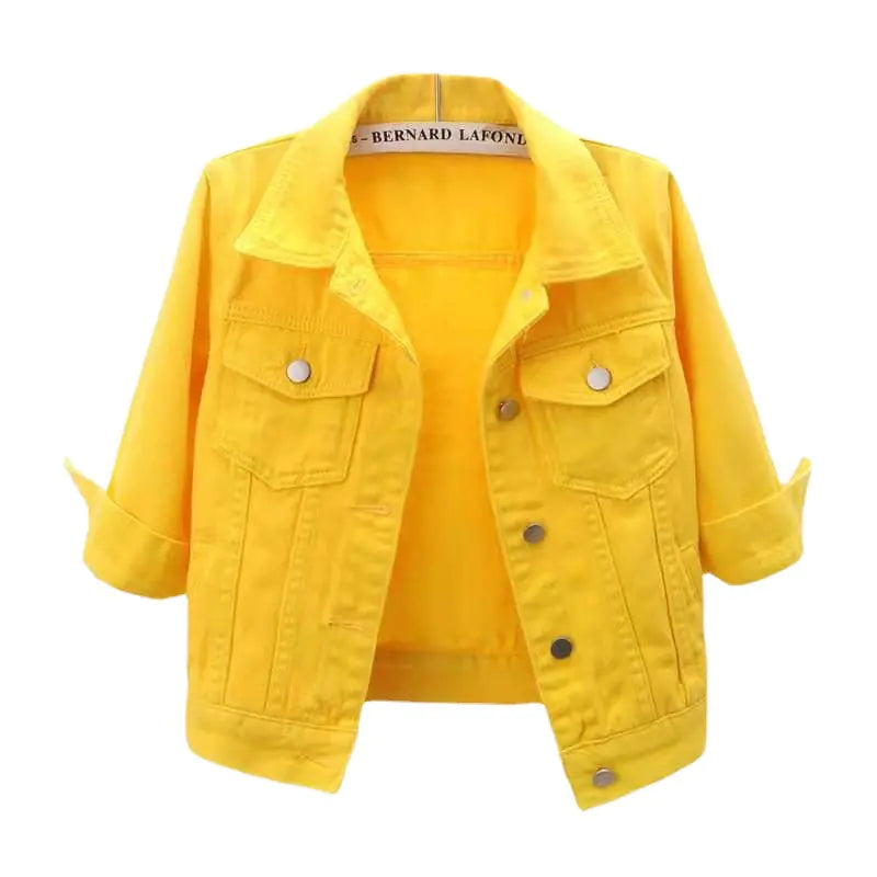 Women's Spring Summer Slim Fit Colorful Denim Jacket
