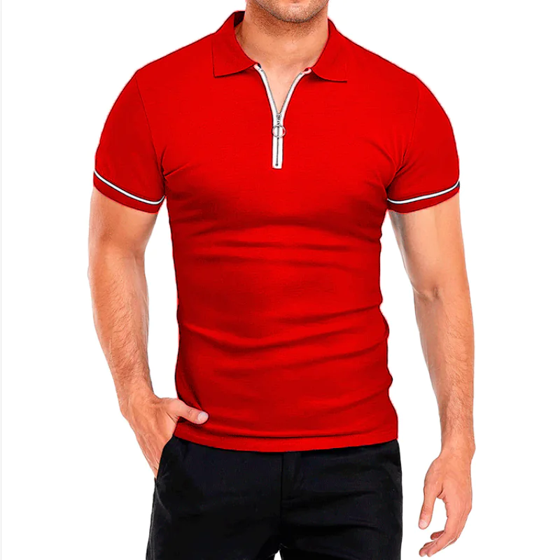 Men's Slim Fit Solid Color Short Sleeve Polo Shirt