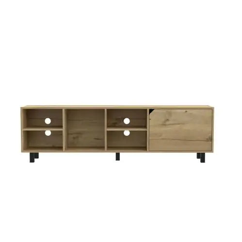 Valdivia Tv Stand For TV S , Four Open Shelves, Five Legs Light Oak