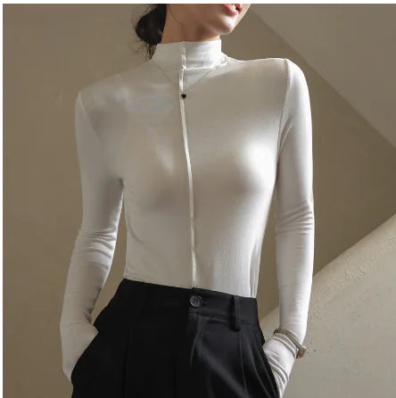 Amii Women's Turtleneck Knit Sweater - Long Sleeve Top