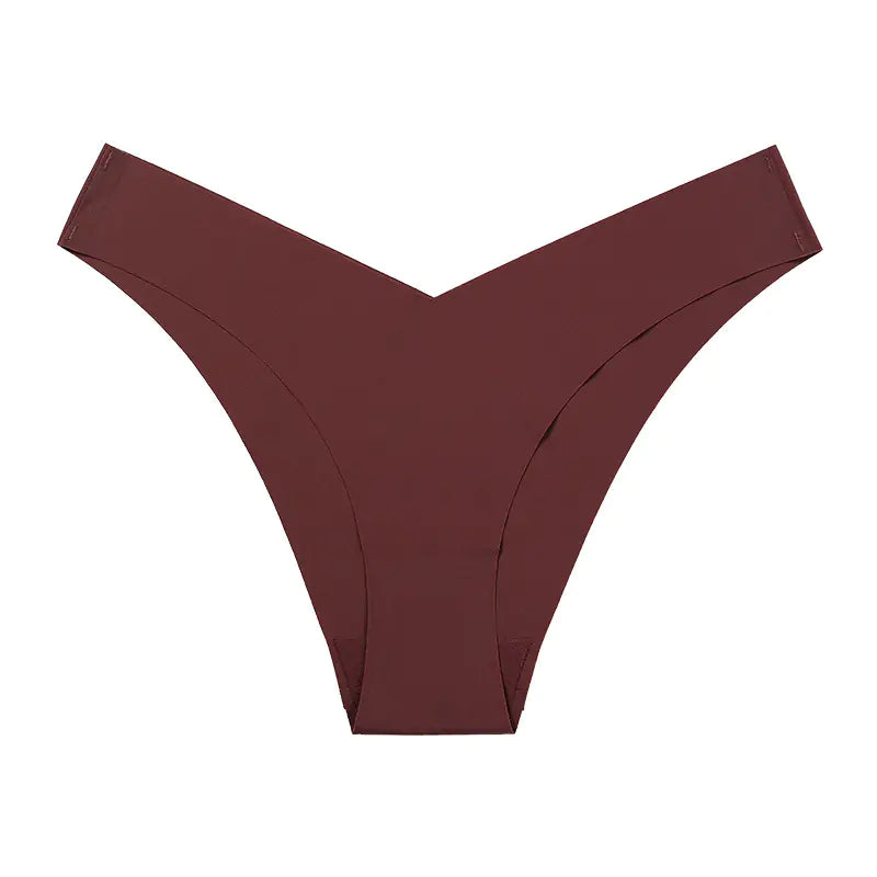 Plus Size Seamless Ice Silk Women's V-Waist Briefs
