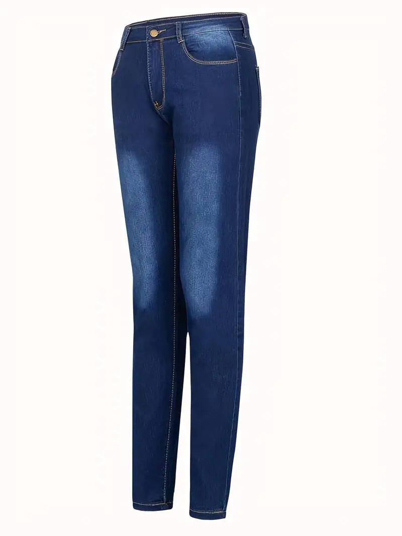 Curvy High Rise Skinny Jeans with Plicated Hem