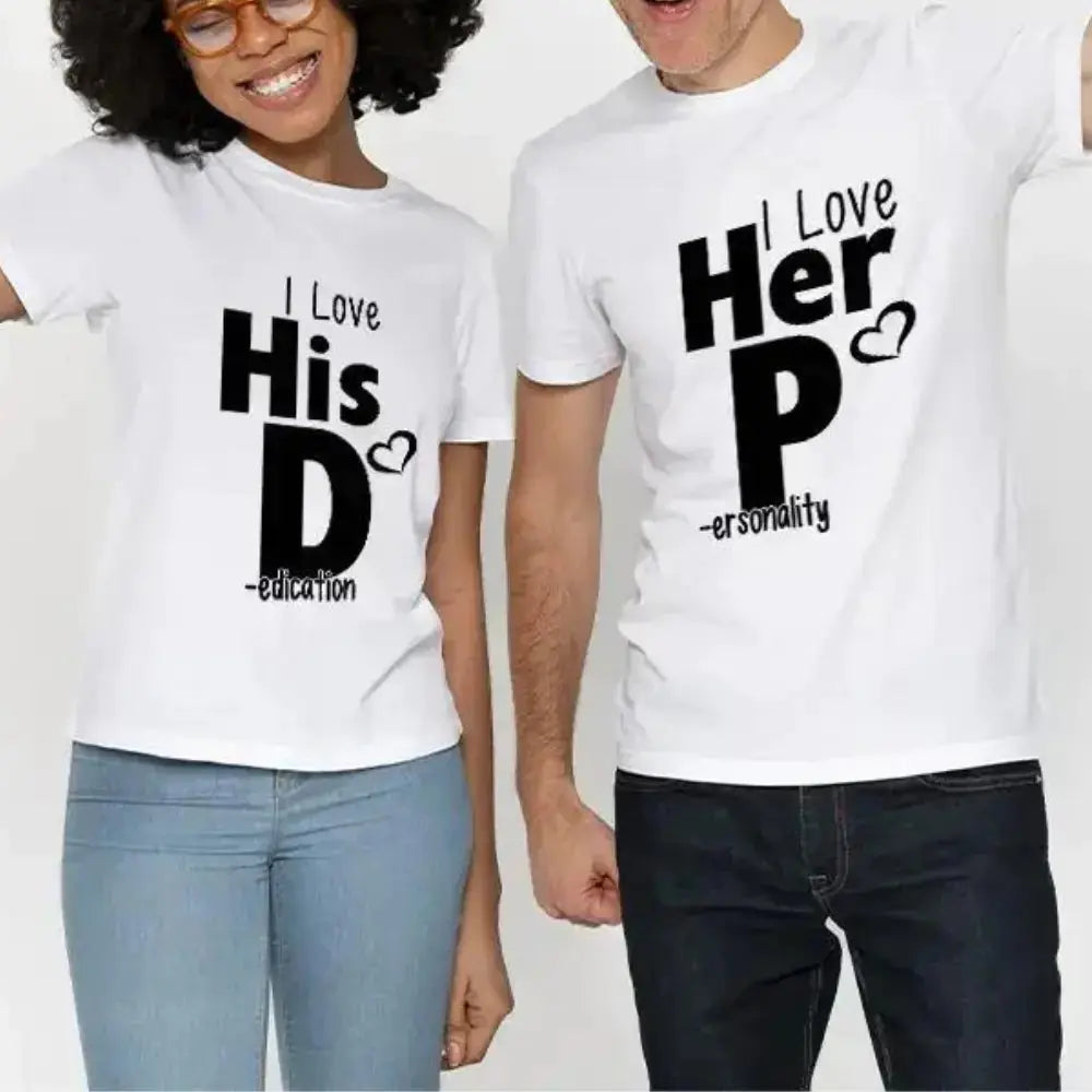 I Love Her P I Love His D - DTF Transfer Set