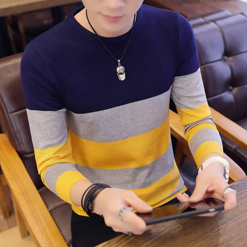 Men's Slim Fit Round Neck Knit Pullover Sweater