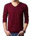 Men's Solid Color V Neck Slim Fit Pullover Sweater