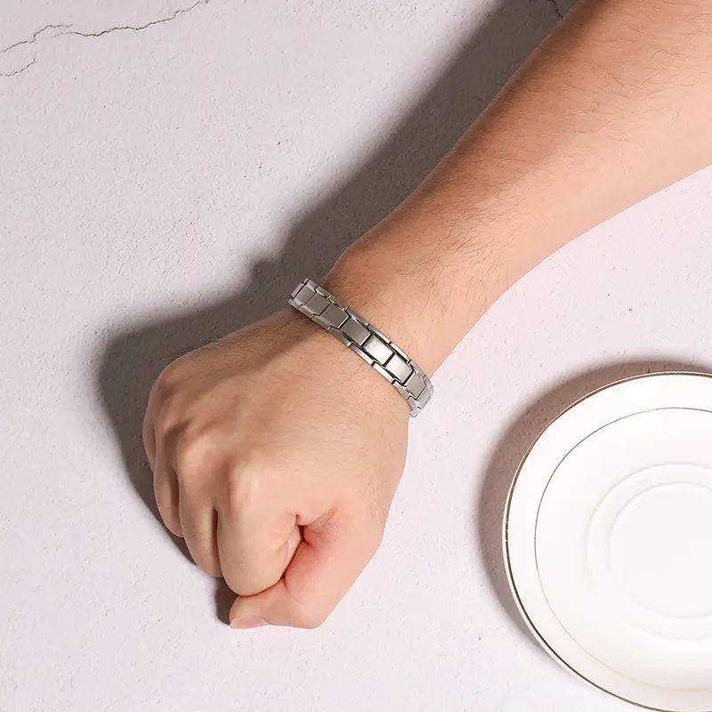 Men's Magnetic Stainless Steel Bracelet with Adjustable Clasp