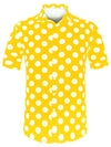 Lars Amadeus Mens Summer Yellow Polka Dots Shirt Button Down Short Sleeves Pattern Hawaiian Shirts XX-Large