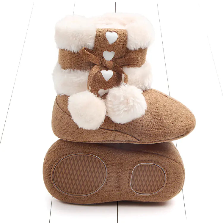 Baby Walking Shoes with Bow Plush Design