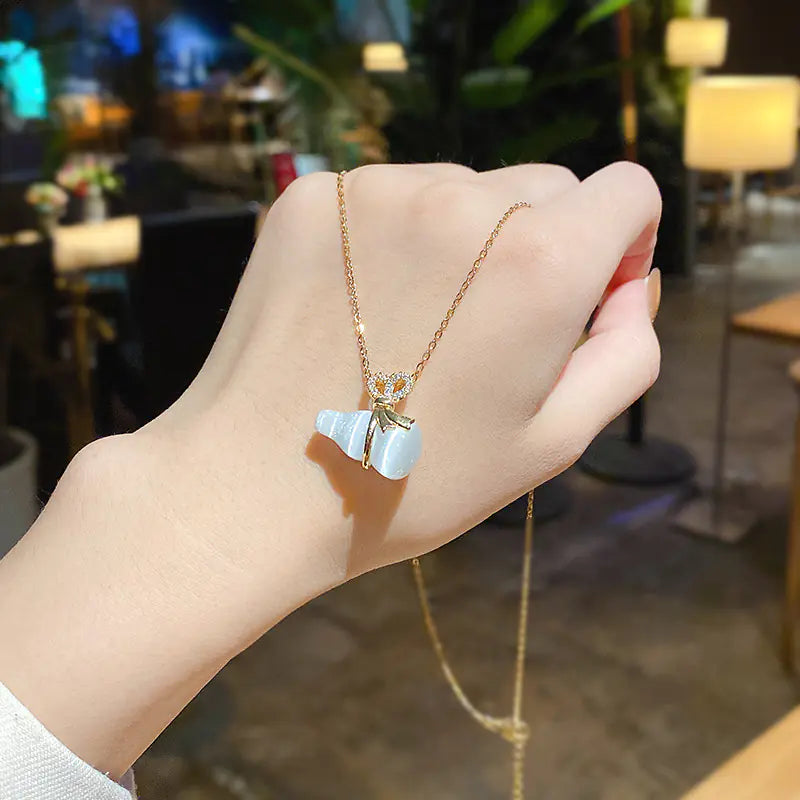 Minimalist Titanium Steel Pearl Heart Pendant Necklace