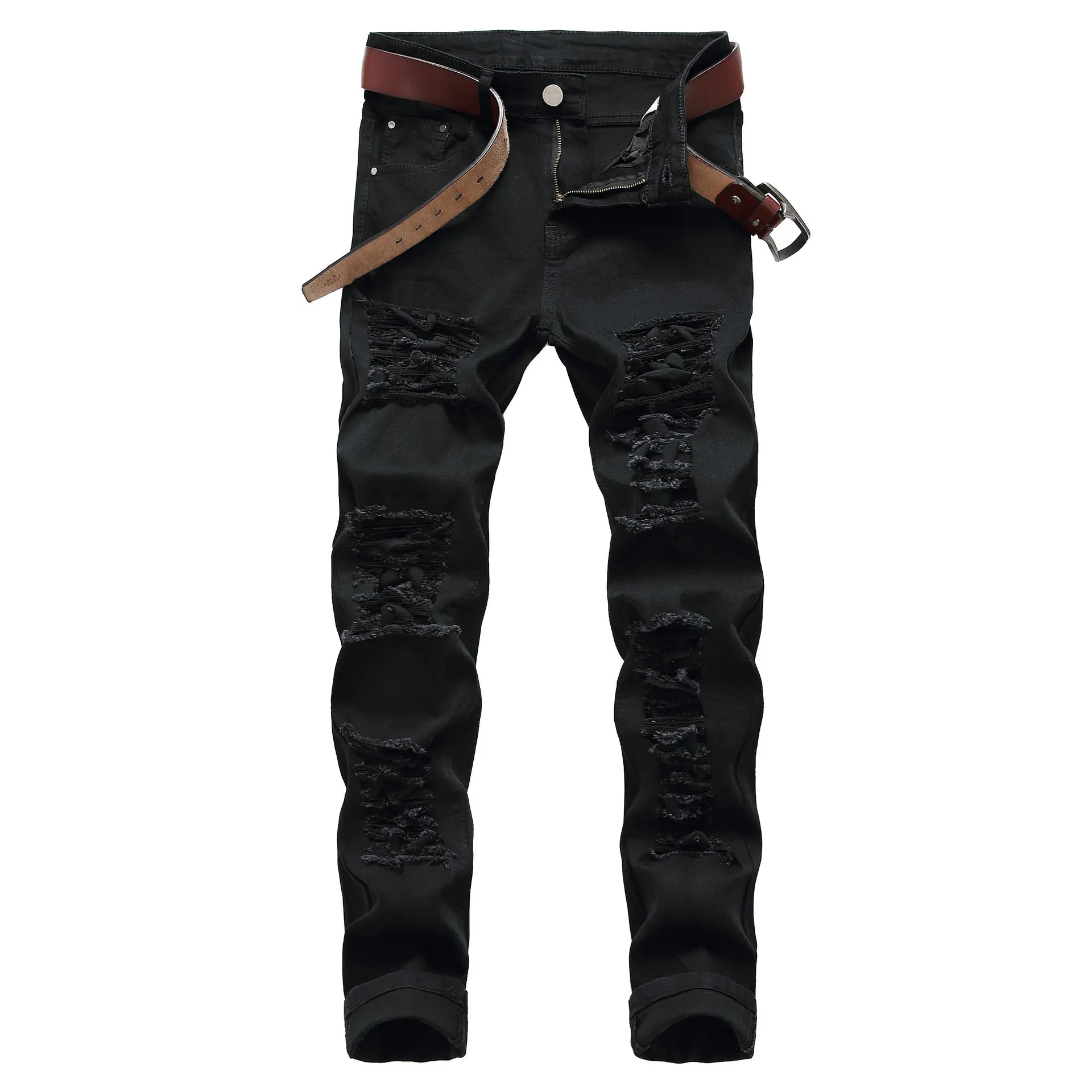 Men's White Ripped Skinny Jeans - Slim Fit Denim Pants