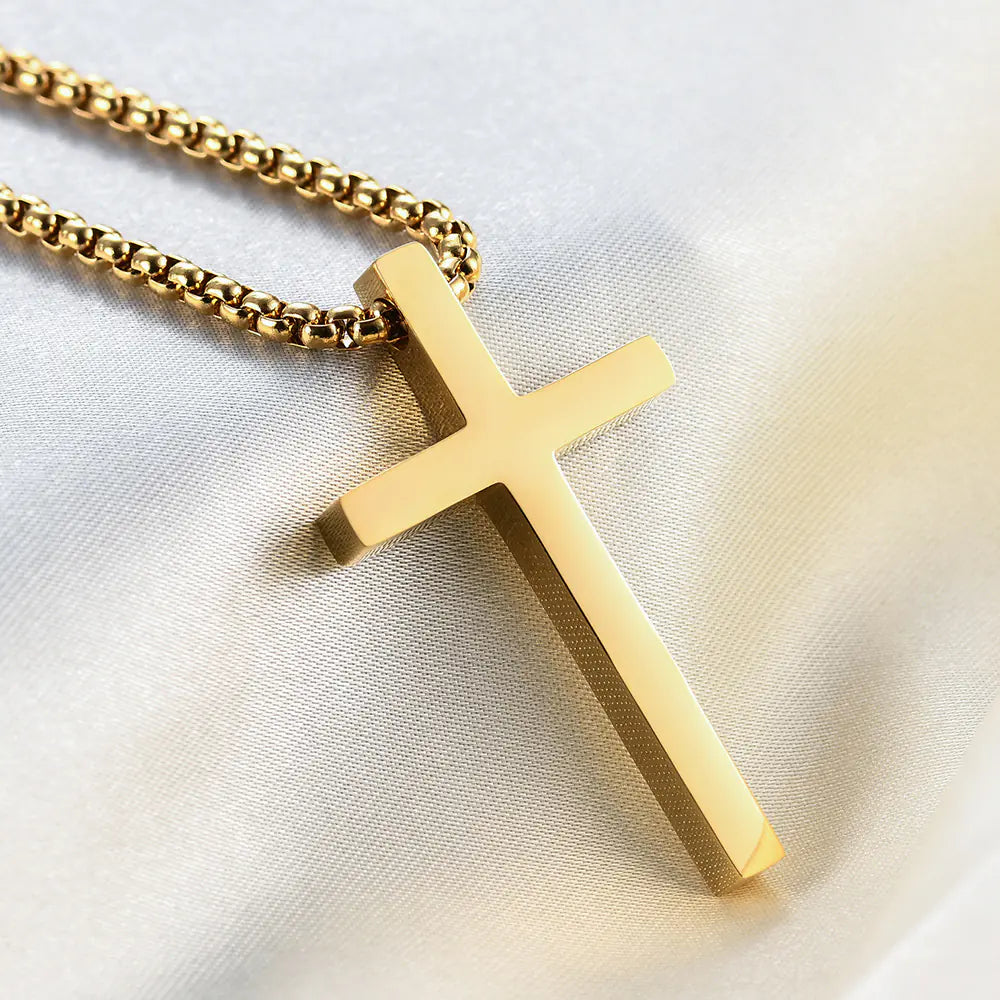 Minimalist Titanium Steel Cross Pendant Necklace for Women