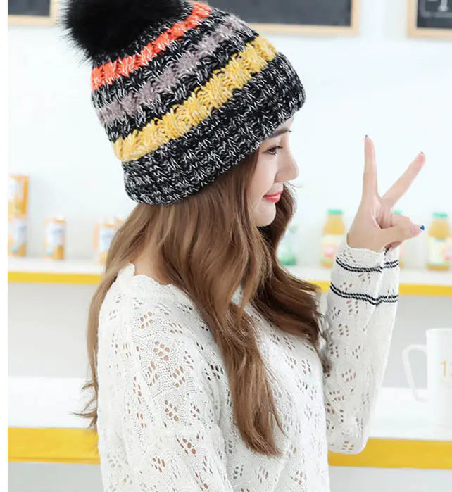 Colorful Knitted Women's Winter Beanie Hat
