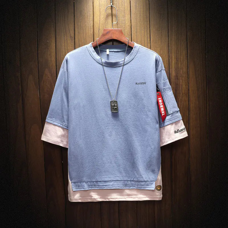Men's Fashion Summer Color Block Short Sleeve T-Shirt