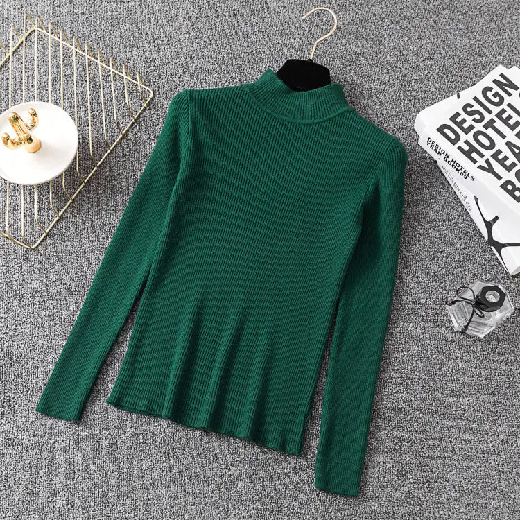 Women's Turtleneck Sweater - Long Sleeve Knit Top