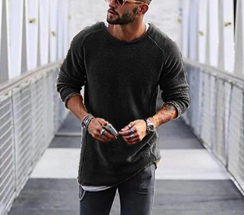 Men's Knit Pullover Sweater - Long Sleeve Basic Top