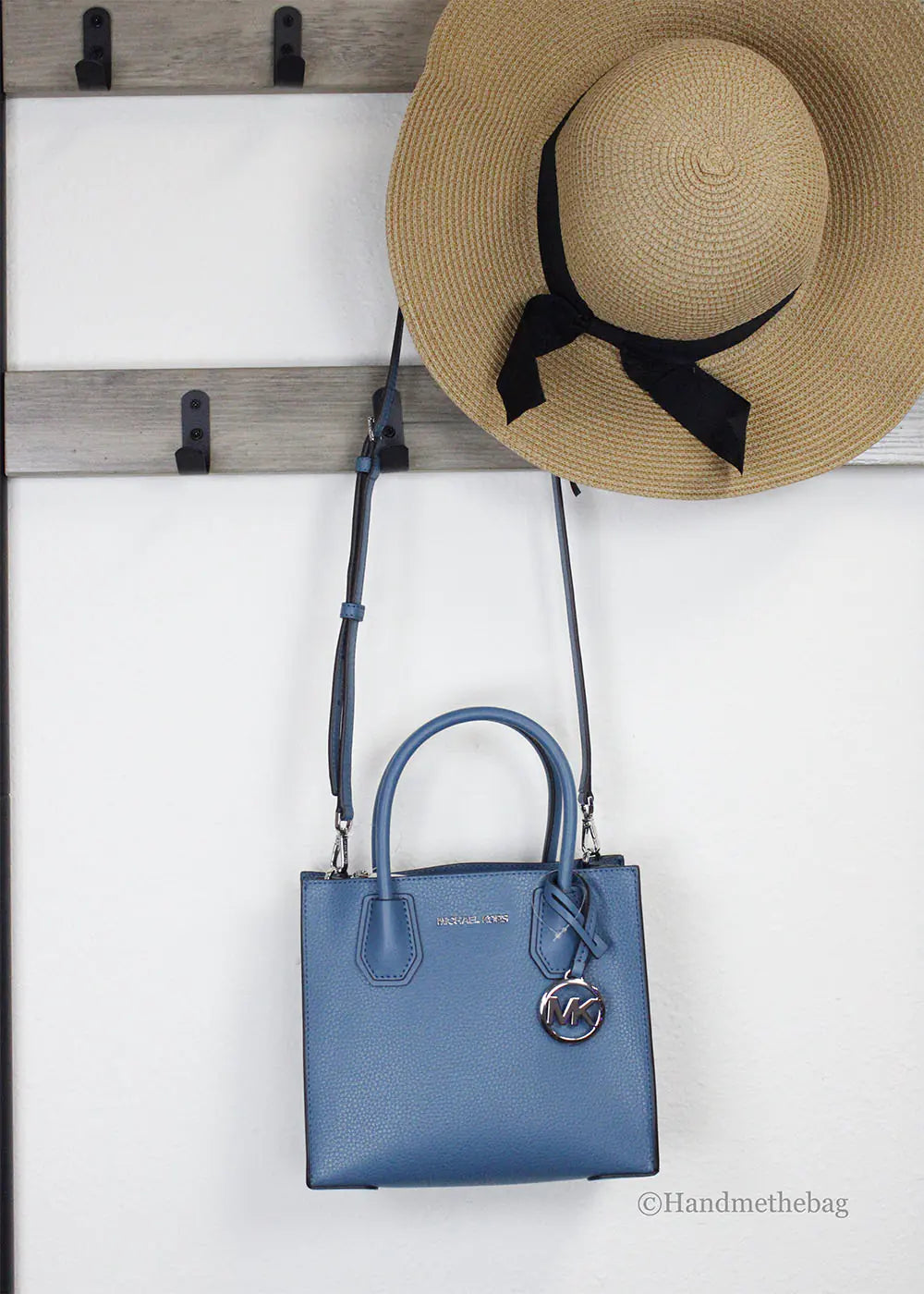 Michael Kors Mercer Teal Leather Messenger Crossbody Bag