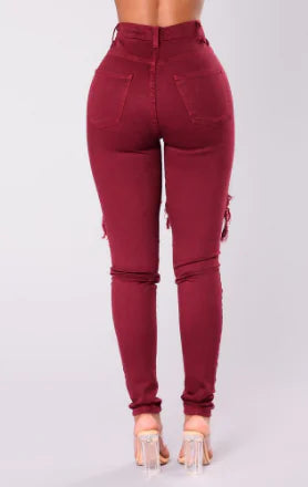 Women's Ripped Skinny Stretch Denim Jeans